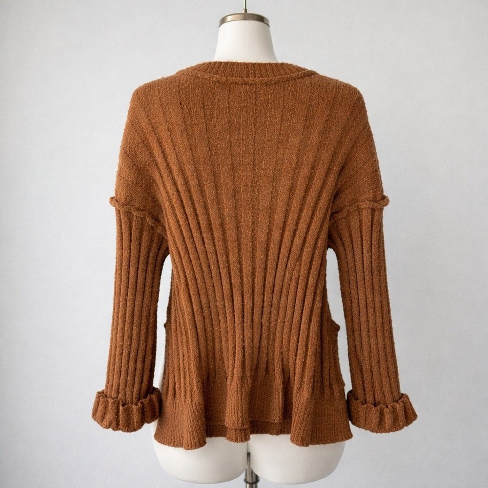 Easel Ribbed Knit Cardigan Chunky Oversized Brown Women's Small NWT Boho - Picture 2 of 10